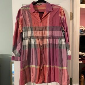 Vintage Burberry Brit Pink Plaid Tunic Top